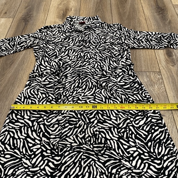 ▪️MERONA Black & White Geometric Animal Print 3/4 Sleeve Dress with Belt MEDIUM - Picture 8 of 13